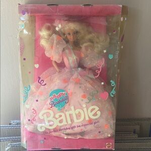 1990 Happy Birthday Barbie Doll in Pink Gown